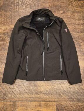 Men's GUESS Olive Softshell Jacket Wind Resistant Outerwear Size Small Utility
